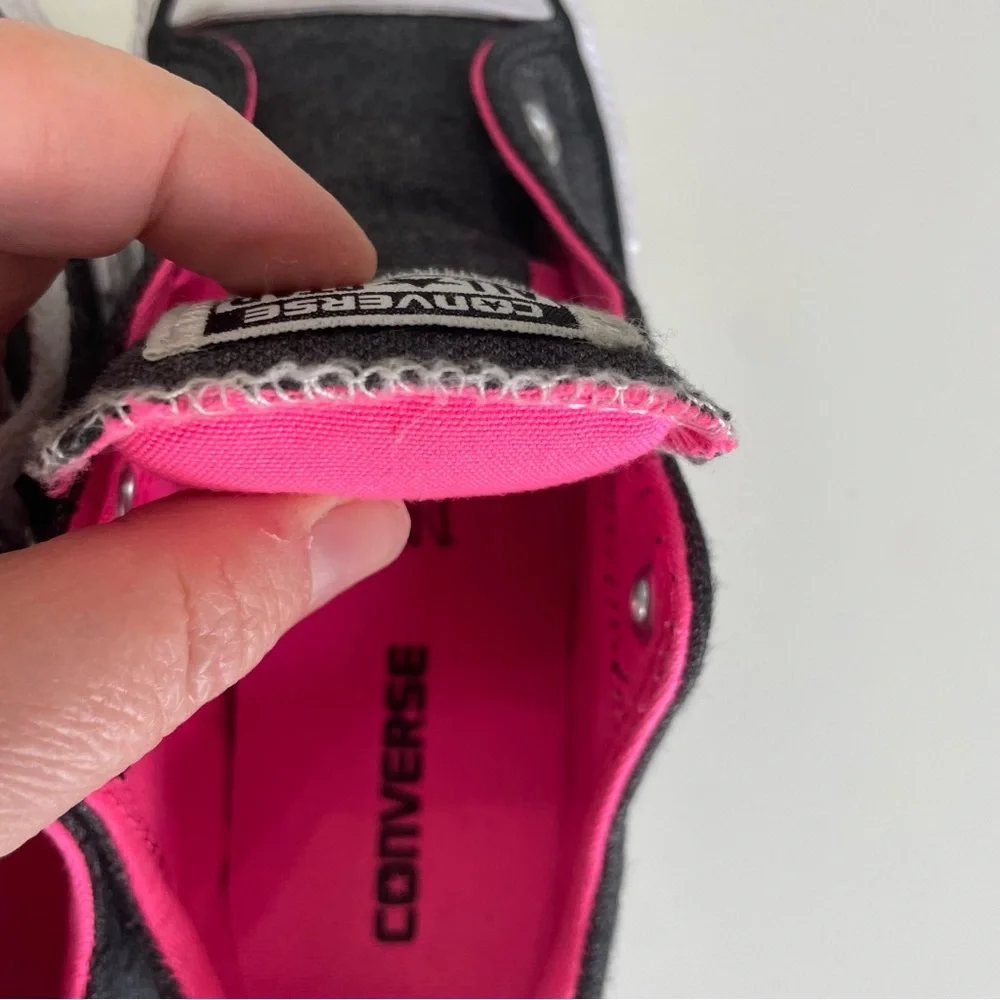 Converse Kids' Gray and Pink All Star Low Top Sneakers, size 2Y (see size note)